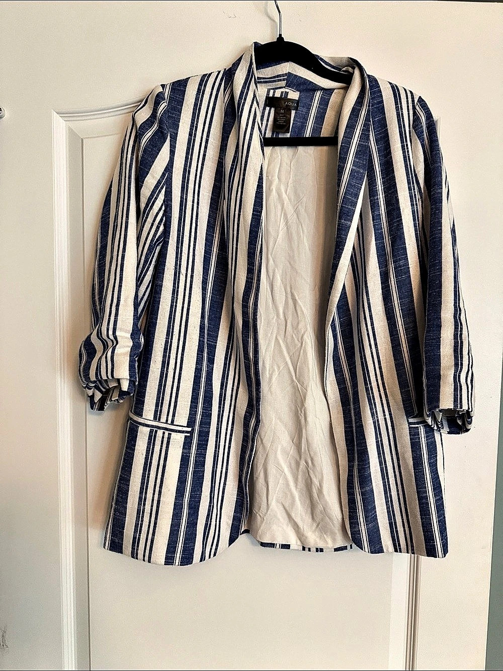 Aqua Striped Blazer in Blue & White